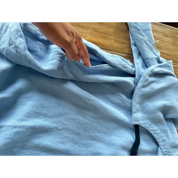 Eskandar Blue Linen Tunic One Size Oversized Relaxed Fit Minimalist lagenlook - Picture 4 of 6